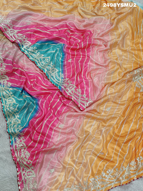 KcPc New Chinon Silk Bollywood style With Cutdana White Beads Work Saree SVD