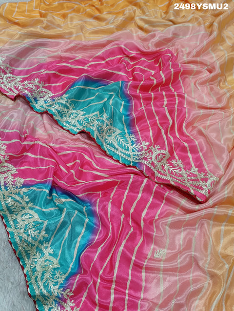 KcPc New Chinon Silk Bollywood style With Cutdana White Beads Work Saree SVD