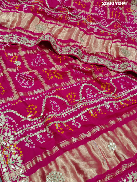 KcPc New Pure Gaji Silk Bandhani Gotapatti Designer Jaipuri Traditional Dupatta