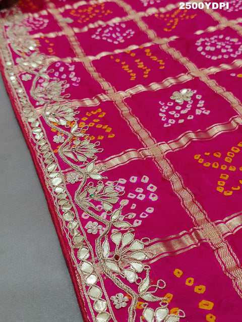 KcPc New Pure Gaji Silk Bandhani Gotapatti Designer Jaipuri Traditional Dupatta