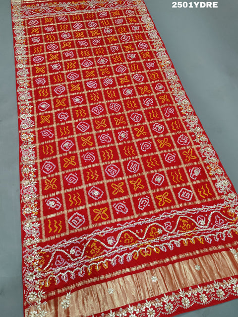 KcPc Latest Pure Gaji Silk Bandhani Gotapatti Designer Jaipuri Traditional Dupatta