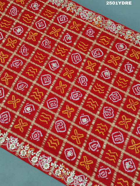 KcPc Latest Pure Gaji Silk Bandhani Gotapatti Designer Jaipuri Traditional Dupatta