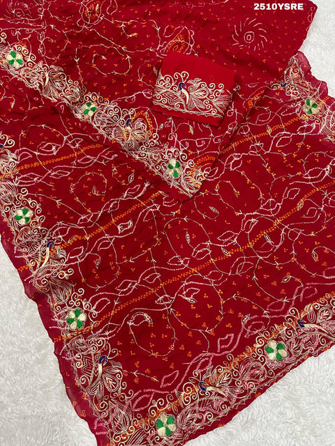 KcPc New Ojariya Bandhani Style With Mukesh work Work Saree AMT
