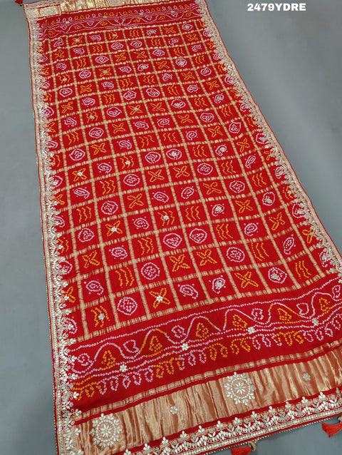 KcPc Pure Gaji Silk Bandhani Gotapatti Designer Jaipuri Traditional Dupatta AMT