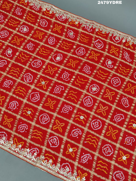 KcPc Pure Gaji Silk Bandhani Gotapatti Designer Jaipuri Traditional Dupatta AMT