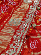 KcPc Pure Gaji Silk Bandhani Gotapatti Designer Jaipuri Traditional Dupatta AMT