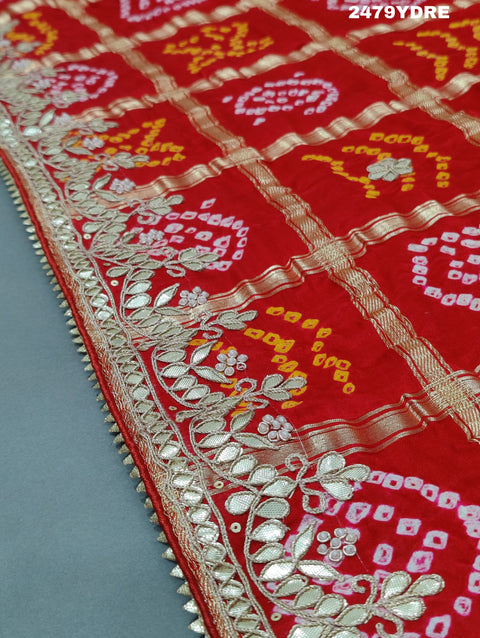 KcPc Pure Gaji Silk Bandhani Gotapatti Designer Jaipuri Traditional Dupatta AMT