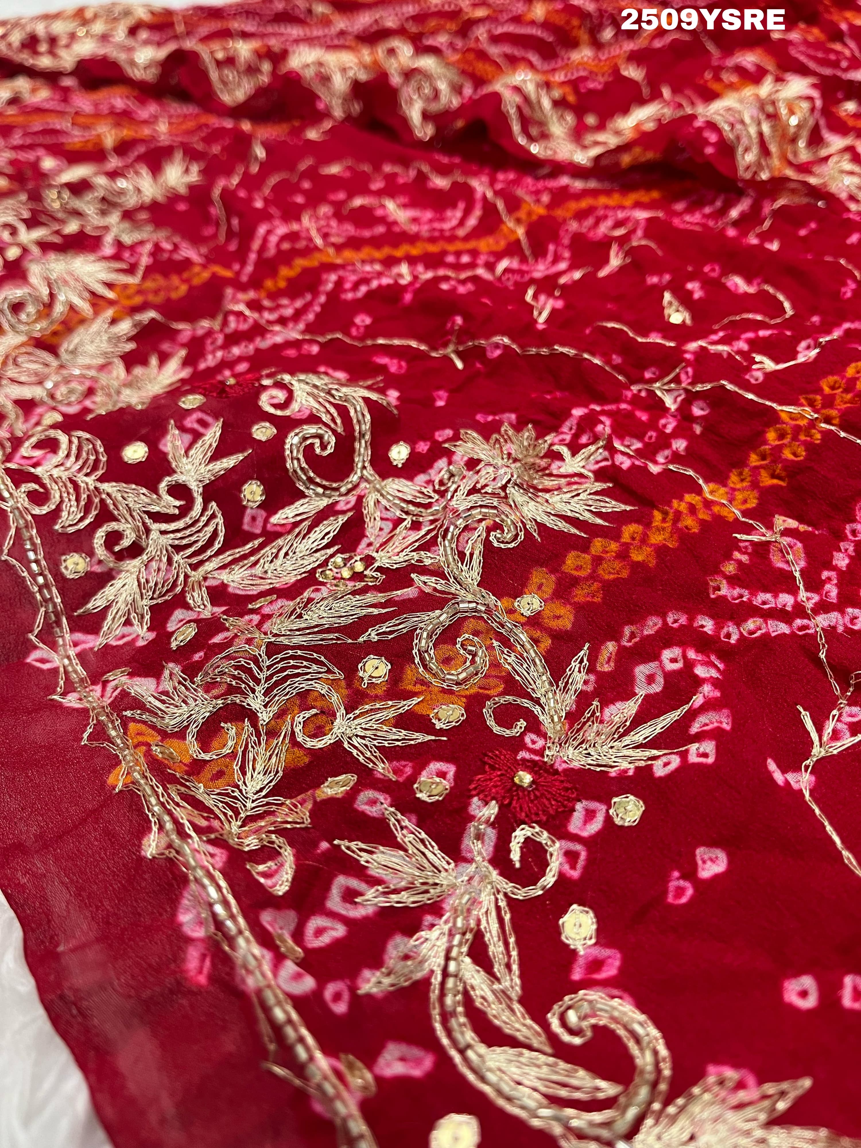KcPc New Latest Ojariya Bandhani Style With Mukesh work Work Saree AMT