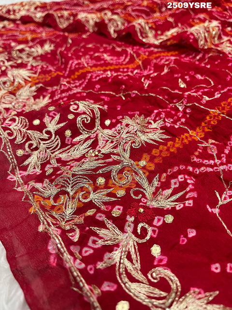 KcPc New Latest Ojariya Bandhani Style With Mukesh work Work Saree AMT