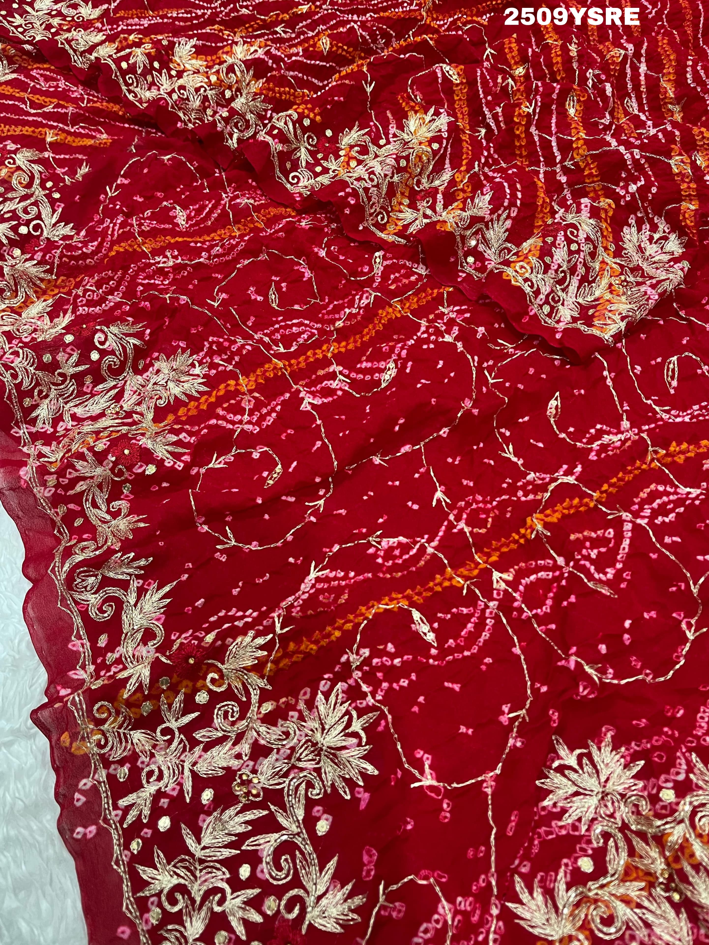 KcPc New Latest Ojariya Bandhani Style With Mukesh work Work Saree AMT