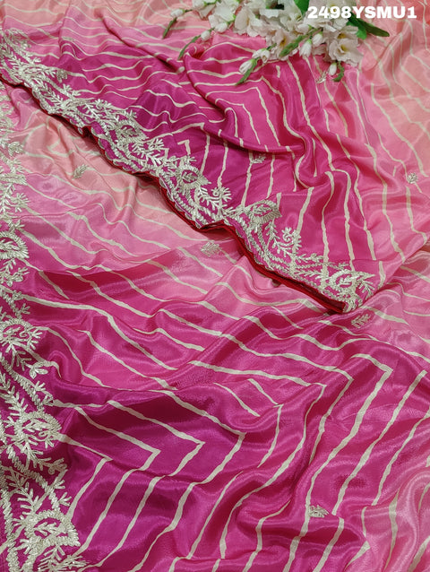 KcPc New Chinon Silk Bollywood style With Cutdana White Beads Work Saree SVD