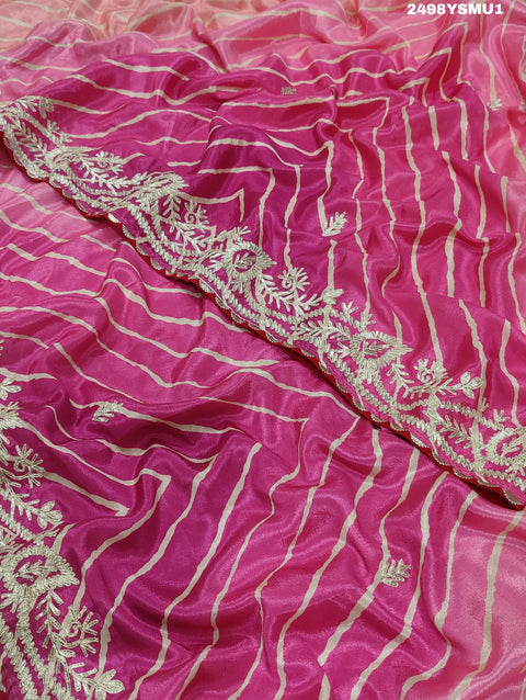KcPc New Chinon Silk Bollywood style With Cutdana White Beads Work Saree SVD