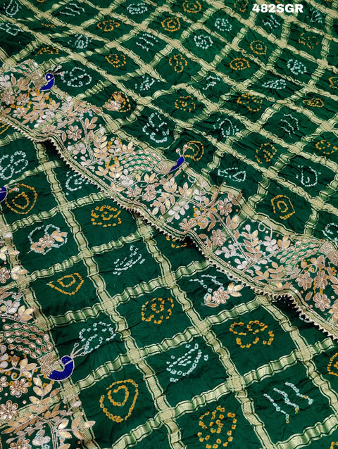 KcPc Latest Pure Gaji Silk Bandhani Ghatchola Heavy Gotapatti Work Saree  AMT