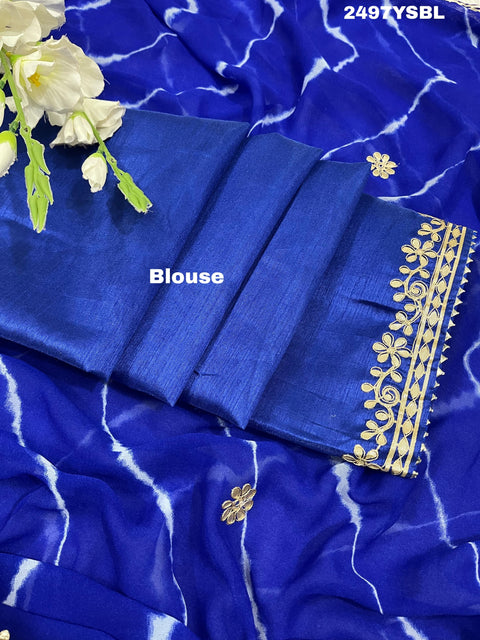 KcPc New Beautiful Chiffon Leheriya Style Wih Gotapatti Work Saree SWA