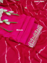 Chiffon Leheriya Style Wih Gotapatti Work Saree in pink colour
