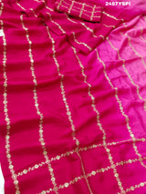 A pink saree with floral pitton work 
