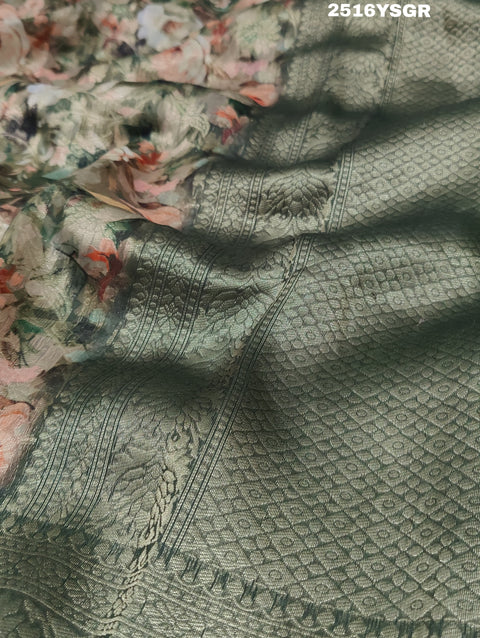 KcPc New Latest Cotton Silk Printed Style With Banarasi zari  Work Saree SWA