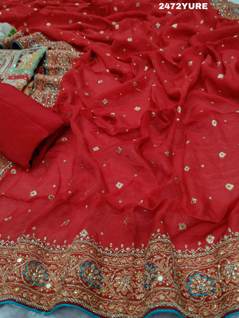 KcPc New Chinon Silk Traditional Style With Sequence Cutdana Work Suit CSA