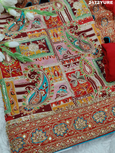 KcPc New Chinon Silk Traditional Style With Sequence Cutdana Work Suit CSA