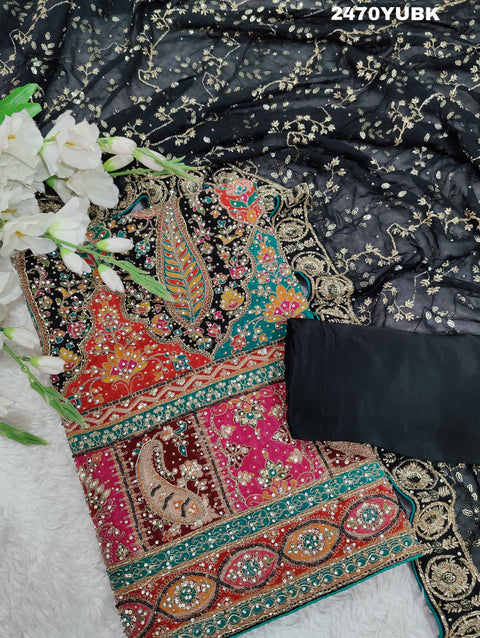 KcPc New Latest Chinon Silk Traditional Style With Cutdana  Embroidery work Suit CSA