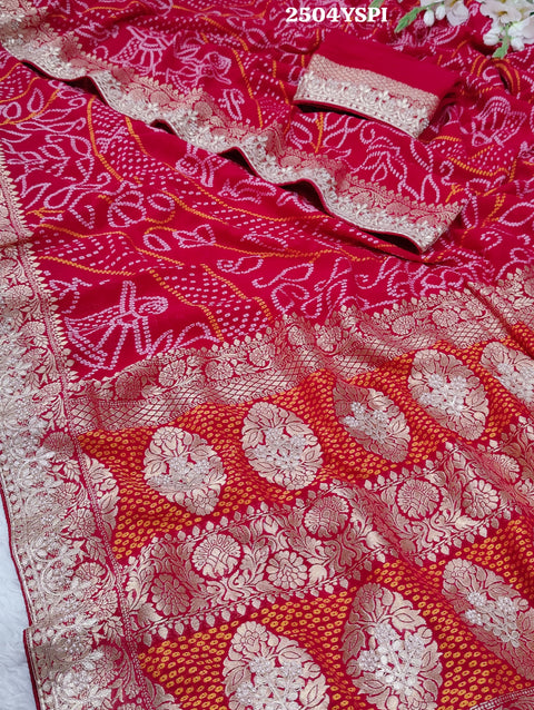 KcPc New Latest Pure Khaddi Georgette With Gotapatti Work  Saree RG