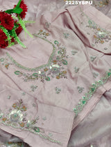 A purple tissue silk Bollywood style saree with sequence embroidery work 
