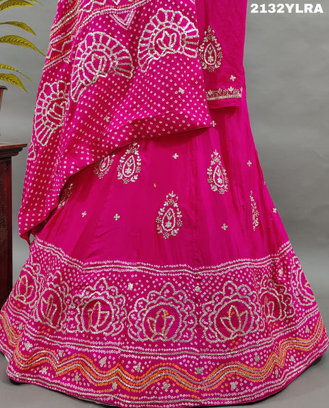 KcPc New Gaji silk bandhani Style With GotaPatti work Lehanga  RG