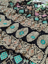 KcPc Latest Pure Khaddi Georgette Meenakari Neemzari Bandhej DupattaBLACK
