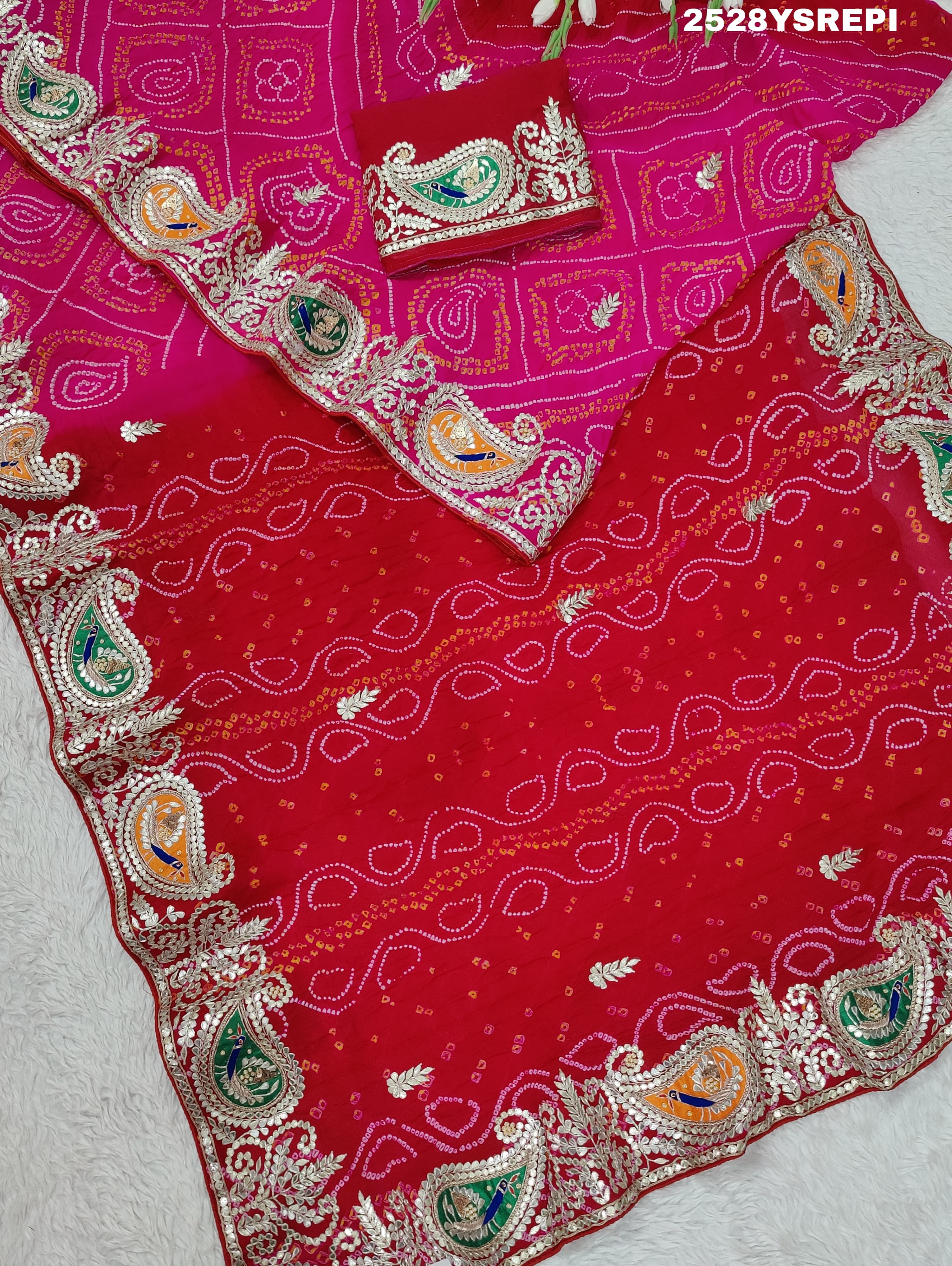 By Bandhani Saree With Party Wear