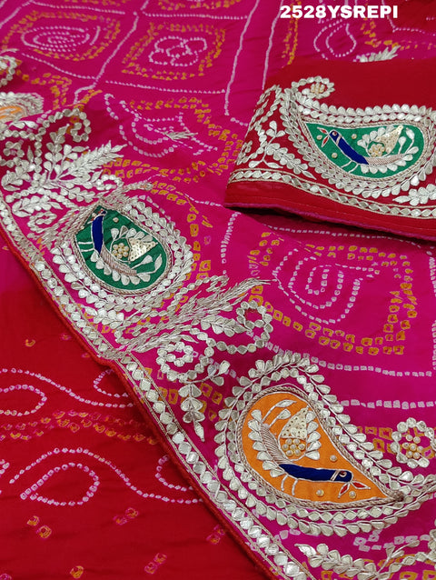 KcPc Latest Ojariya vBandhani Style With Gotapatti  Work Saree SATISH