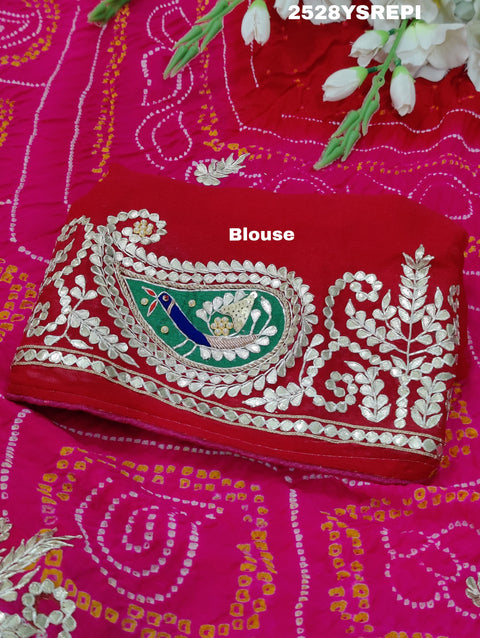 KcPc Latest Ojariya vBandhani Style With Gotapatti  Work Saree SATISH