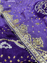 By Bandhani Saree With Party Wear Purple