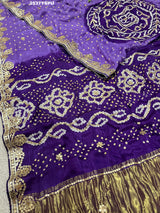 By Bandhani Saree With Party Wear Purple