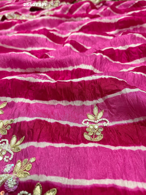 KcPc New Upada Silk Leheriya Style With Gotapatti Work Saree SATISH