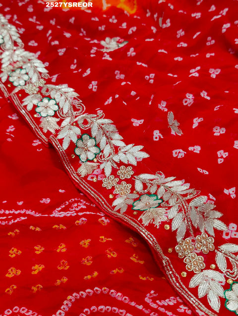 KcPc New Latest Ojariya Bandhani Style With Gotapatti Work Saree SATISH