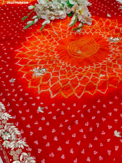 KcPc New Latest Ojariya Bandhani Style With Gotapatti Work Saree SATISH