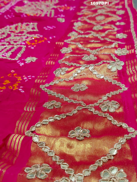 KcPc New Latest Designer Gaji Silk Bandhani Ghatchola Gotapatti Work Dupatta