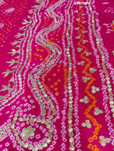 KcPc New Latest Designer Gaji Silk Bandhani Ghatchola Gotapatti Work DupattaSATISH