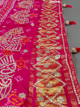 KcPc New Latest Designer Gaji Silk Bandhani Ghatchola Gotapatti Work DupattaSATISH
