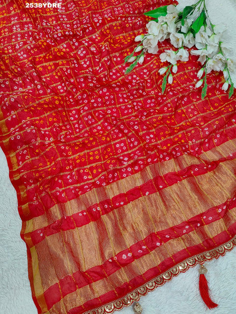 KcPc New Latest Art Silk Bandhani Style With Tari Border Work DupattaKcPc