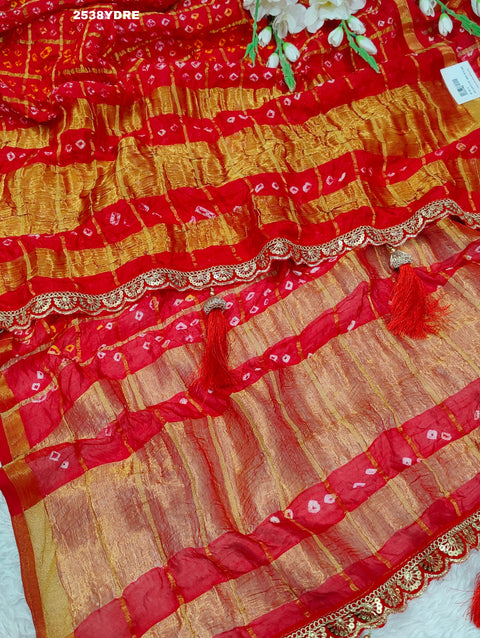 KcPc New Latest Art Silk Bandhani Style With Tari Border Work DupattaKcPc