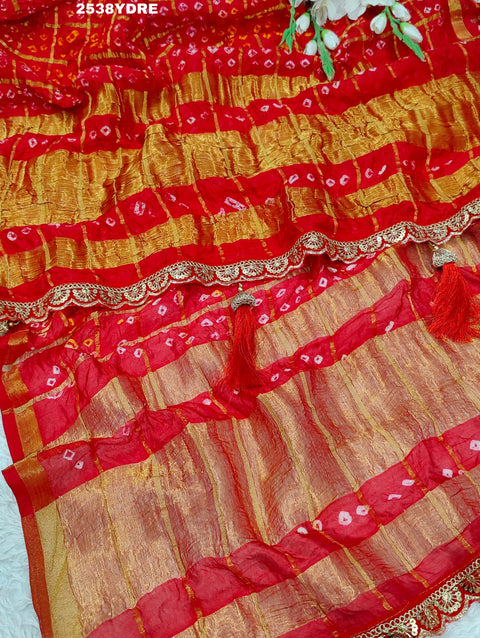 KcPc New Latest Art Silk Bandhani Style With Tari Border Work DupattaKcPc