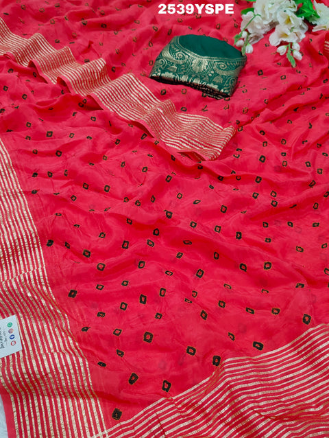 By Bandhani Saree With Traditional Wear