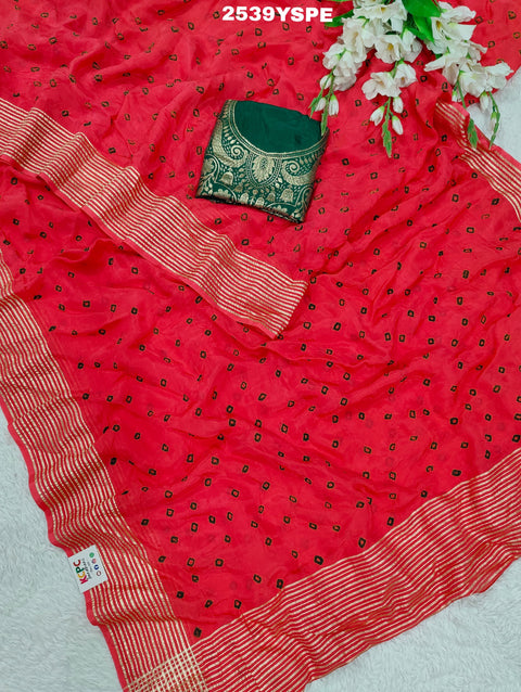By Bandhani Saree With Traditional Wear
