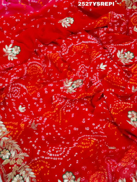 KcPc New Latest Ojariya Bandhani Style With Gotapatti Work Saree SATISH