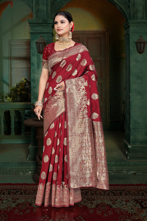 KcPc Dola Silk Banarasi Rich Zari Weaving Palu Saree DC