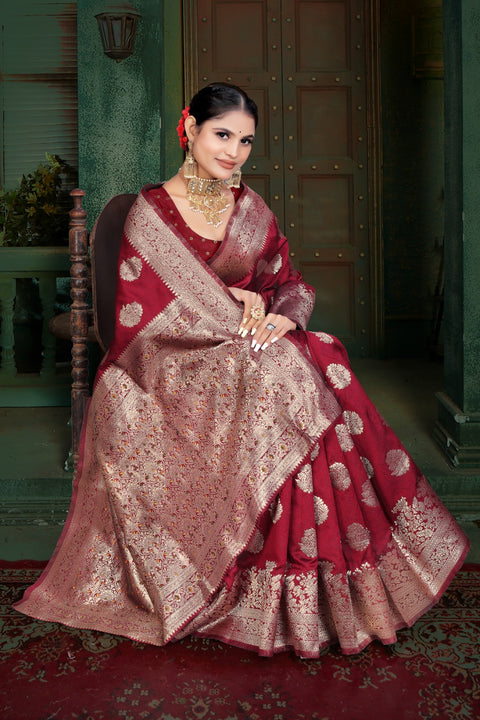 KcPc Dola Silk Banarasi Rich Zari Weaving Palu Saree DC
