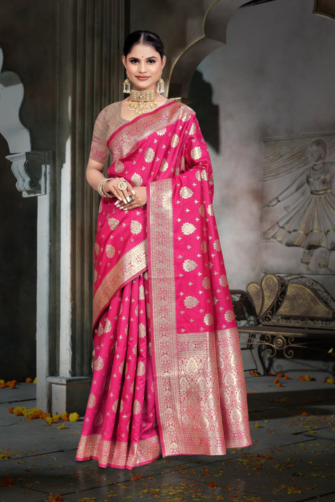 KcPc Rich Banarasi Dola Silk with Zari Detailing Finish Saree DC
