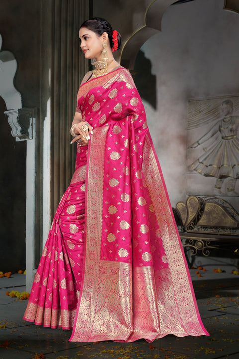 KcPc Rich Banarasi Dola Silk with Zari Detailing Finish Saree DC