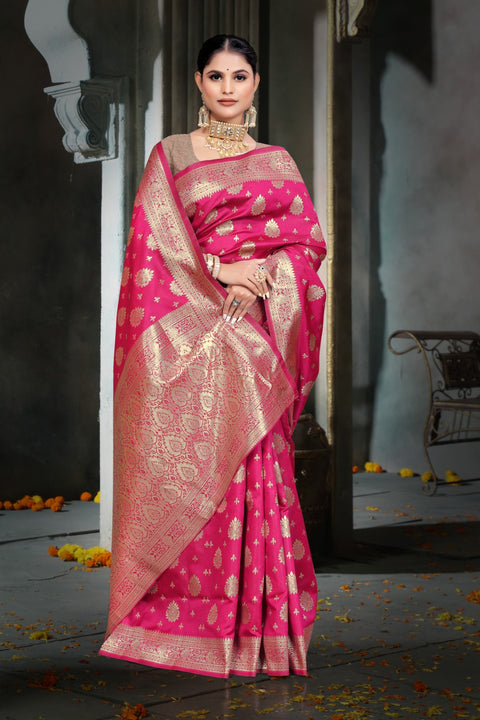 KcPc Rich Banarasi Dola Silk with Zari Detailing Finish Saree DC